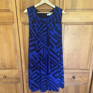 Calvin Klein geometric print blue and black dress